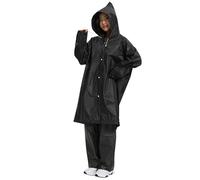 Generisch Set di 2 poncho impermeabili unisex con pantaloni da pioggia, unisex, con cappuccio, per adulti, pantaloni da pioggia, riflettenti, abbigliamento da pioggia per esterni