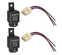Generisch Set di 2 relè elettrici per auto, in plastica, 12 V, 40 A, 4 poli, con connettori Pigtail pre-cablati