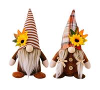 Generisch Set di 2 statuette decorative per il giorno del Ringraziamento, con girasoli e foglie d'acero, divertenti bambole inquietanti per il giorno del Ringraziamento, decorazione da tavolo e