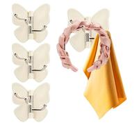 Generisch Set di 4 ganci da parete autoadesivi, a forma di farfalla | Ganci da parete senza fori per doccia, dormitorio, appartamento, camera da letto, cucina e ingresso