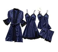 Generisch Set di 4 pigiama da donna lungo, camicia da notte, elegante, da donna, per la casa, per la casa, per la casa, per il loungewear e per la casa, per la casa, per la casa, per il cami e i