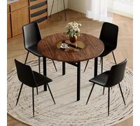 Generisch Set di 4 sedie rotonde, tavolo effetto legno da 100 cm, con ripiano