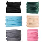 Generisch Set di 6 sciarpe multifunzionali senza cuciture, con maschere elastiche multifunzionali, protezione per la testa sportiva; multicolore (verde, nero, blu, rosa, kaki, grigio), multicolore,