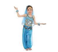 Generisch Set di abbigliamento per bambini, per bambini, per la danza dei bambini, per la danza del ventre, per neonati, con paillettes, Celeste., 7-8 Anni