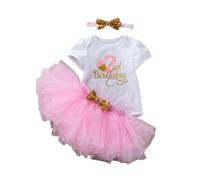 Generisch Set di abiti da bambina tutu e top, abbigliamento per feste di compleanno per bambini da 0 a 2 anni, Colore: rosa., 6-12 Mesi