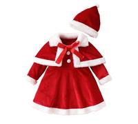 Generisch Set di abiti da festa per ragazze come elegante costume da fiaba per feste festive (rosso, 2-3 anni)