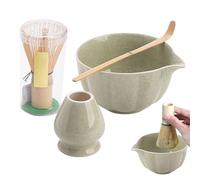 Generisch Set di accessori per la preparazione del matcha, con ciotola da 500 ml, frusta in bambù, cucchiaio, supporto, accessori da tè per principianti in cucina, viaggi, cerimonie, preparazione del