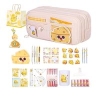 Generisch Set di astucci - divertente formaggio organizer a 10 scomparti - grande capacità per ragazze | idee regalo per studentesse, ragazze, scuola, insegnamento, college dormitorio