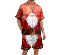 Generisch Set di biancheria da notte casual e confortevole da uomo a maniche corte, design elegante per momenti di relax, Colore: arancione., XXL