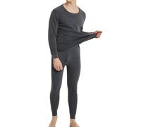 Generisch Set di biancheria intima termica da uomo, girocollo, elasticizzata, a maniche lunghe, da uomo, per la casa, per la casa, per la casa, casual, grigio., L