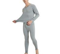 Generisch Set di biancheria intima termica da uomo, girocollo, elasticizzata, a maniche lunghe, da uomo, per la casa, per la casa, per la casa, casual, argento, XL