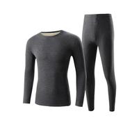 Generisch Set di biancheria intima termica da uomo in velluto tedesco con maniche lunghe e scollo rotondo, grigio., L