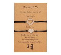Generisch Set di bracciali per la mamma e la figlia per l'inizio della scuola, mamma e io, cuore, in argento Sterling con iniziali, Taglia unica, Nylon, Nessuna pietra preziosa