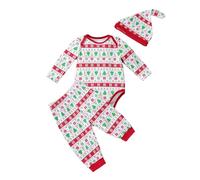 Generisch Set di cappelli a maniche lunghe con stampa Santa Tree per feste e feste, bianco, 6-9 Monate