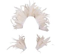 Generisch Set di carnevale per feste in maschera, bar, palcoscenico, con piume, combinazione di jeans da donna, indossabile tutto l'anno, interpretazione elegante (bianco, taglia unica)