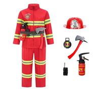 Generisch Set di divise dei vigili del fuoco | Costume da vigile del fuoco per feste di ruolo, carnevale, compleanno, sicuro e comodo per ragazze