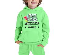 Generisch Set di felpa con cappuccio per bambini e bambine, elegante e confortevole, perfetto per il tempo libero., verde, 9-10 Jahre