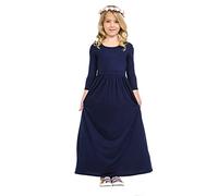 Generisch Set di gioielli per bambini e bambine, vestito sopra il ginocchio, a maniche lunghe, abito lungo, da principessa, tennis, ragazza, Blu scuro, 6-7 Anni