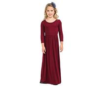 Generisch Set di gioielli per bambini e bambine, vestito sopra il ginocchio, a maniche lunghe, abito lungo, da principessa, tennis, ragazza, Vino, 9-10 Anni