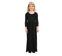 Generisch Set di gioielli per bambini e bambine, vestito sopra il ginocchio, a maniche lunghe, abito lungo, da principessa, tennis, ragazza, Nero , 3-4 Anni