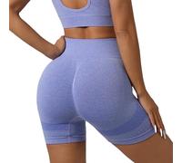 Generisch Set di leggings da donna, casual, senza cuciture, pantaloncini da yoga, 3 minuti, fitness, vita alta, modellano il corpo, altamente elastici, leggings bianchi, Blu, L