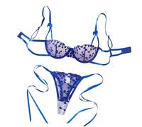 Generisch Set di lingerie da donna lingerie da donna elegante pizzo comodo home wear, abbigliamento casual tutto l'anno, design versatile Body lingerie sexy aperto, Blu, S