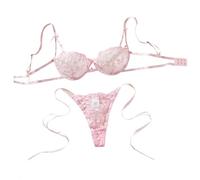 Generisch Set di lingerie da donna lingerie da donna elegante pizzo comodo home wear, abbigliamento casual tutto l'anno, design versatile Body lingerie sexy aperto, Colore: rosa., XL