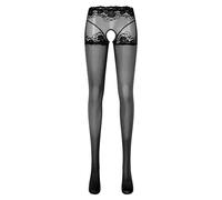 Generisch Set di lingerie sexy da donna con reggicalze da donna, olio lucido, senza crotchless, calze elasticizzate, leggings sportivi, lingerie da donna, Nero , M