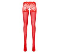 Generisch Set di lingerie sexy da donna con reggicalze da donna, olio lucido, senza crotchless, calze elasticizzate, leggings sportivi, lingerie da donna, Colore: rosso, L
