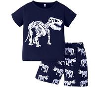 Generisch Set di magliette estive per bambini e ragazzi, a maniche corte, con dinosauro, per abbigliamento da 2 a 7 anni, bianco, 2 anni