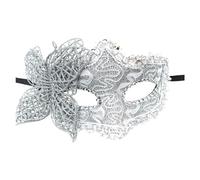 Generisch Set di maschere dipinte da donna con polvere d'oro, accessorio per feste di carnevale, protezione per il viso, design elegante, riutilizzabile, traspirante, ideale per (argento, taglia unica