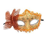 Generisch Set di maschere dipinte per il viso da donna, con polvere d'oro, accessorio per feste, per danza, carnevale, feste, design elegante, riutilizzabile, traspirante, ideale per (arancione