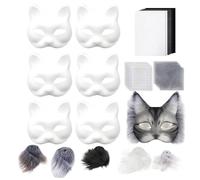 Generisch Set di maschere per il viso per gatti, base con ghette per gli occhi, set fai da te per ragazze, adulti, famiglia, teatro, feste di Natale, servizio fotografico, cosplay