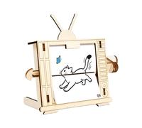 Generisch Set di modellismo in legno | kit per macchina animazione | kit di apprendimento per televisori retrò | manovella fai da te giocattolo in legno per insegnamento a casa bambini compleanno