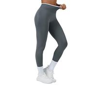 Generisch Set di pantaloni da yoga a vita alta da donna, comodi leggings elastici da allenamento con reggiseno sportivo per la corsa in palestra e la vita quotidiana, grigio scuro, S