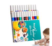 Generisch Set di pennarelli per bambini, con punta fine e punta a pennello, pennarelli acrilici impermeabili, ad asciugatura rapida, per pittura, pietre, legno, tela, fai da te