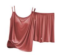 Generisch Set di pigiama da donna con reggiseno integrato, più morbido, per la casa, Colore: rosa., XL