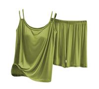 Generisch Set di pigiama da donna con reggiseno integrato, più morbido, per la casa, verde, XL