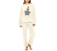 Generisch Set di pigiama da donna, morbido pile invernale, caldo, elegante e dolce peluche, morbido pigiama per il tempo libero, abbigliamento termico in due pezzi, biancheria da notte a maniche