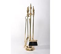 Generisch Set di posate per camino, 5 pezzi, oro e ottone massiccio, altezza: 73 cm, accessori per camino, stile barocco, stile Liberty, 80350N