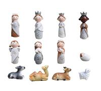 Generisch Set di presepe di Natale | Decorazione in resina per la nascita di Gesù Cristo - Set di statuette per presepe - per il tavolo la scrivania e il libro