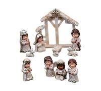 Generisch Set di presepe natalizio - collezione di statuette in resina | 12 pezzi presepe con Gesù Maria Giuseppe Angeli, decorazione religiosa di Natale per, tavolo, soggiorno, festa