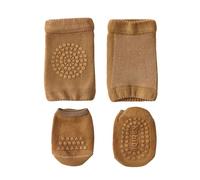 Generisch Set di protezioni per gattonare con ginocchiere, calzini antiscivolo per bambini (D-Brown, 1-3 anni)