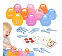 Generisch Set di puzzle per chiavi e serrature con alfabeto, lucchetti per colori assortiti | Costruttore di coordinazione degli occhi manuali, Sensory Challenge, pratica per lo sviluppo della scuola