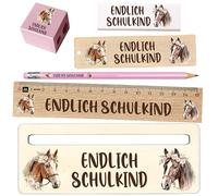 Generisch Set di scuola per bambini - regalo per l'inizio della scuola per ragazzi e ragazze - righello, gomma, aiuto per la lettura - 3 misure (mini, standard, premium) - Dino, unicorno, calcio