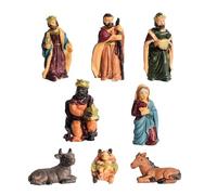 Generisch Set di statuette per presepe - 8 statuette natalizie in resina | Scultura decorativa, statuetta da collezione, statuette natalizie, decorazione per la decorazione del desktop delle festività