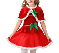 Generisch Set di top per bambini e bambine, sciarpa per albero di Natale, cosplay, abito bikini con 98 ragazze (rosso, 3-4 anni)