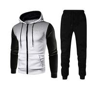 Generisch Set di tute per la casa, con tasche a maniche lunghe, set a pois, felpe, pantaloni estivi, bianco, M