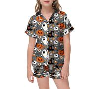 Generisch Set di vestiti estivi per bambine e ragazze, con graziosa stampa a pipistrello, biancheria da notte, pigiama, costume per bambini, grigio., 2-3 Anni