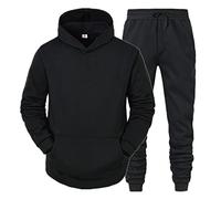 Generisch Set invernale da uomo, per il tempo libero, in tinta unita, maglione sportivo, in pile, 68, Nero , L